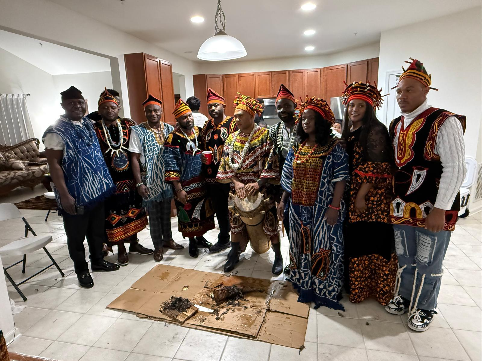 DEM USA members gathered in traditional Cameroonian regalia